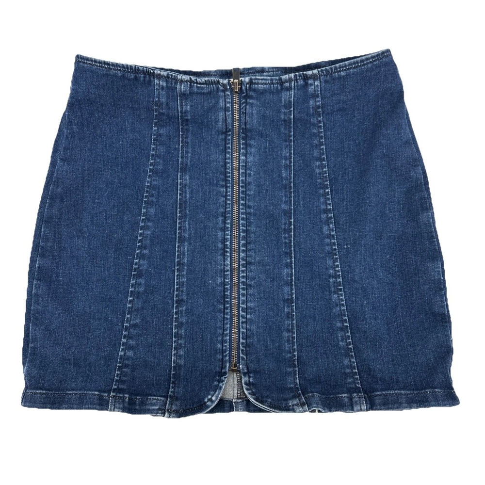 We The Free Denim Mini Skirt Women's 8 Juniors Straight Urban Outfitters Zip